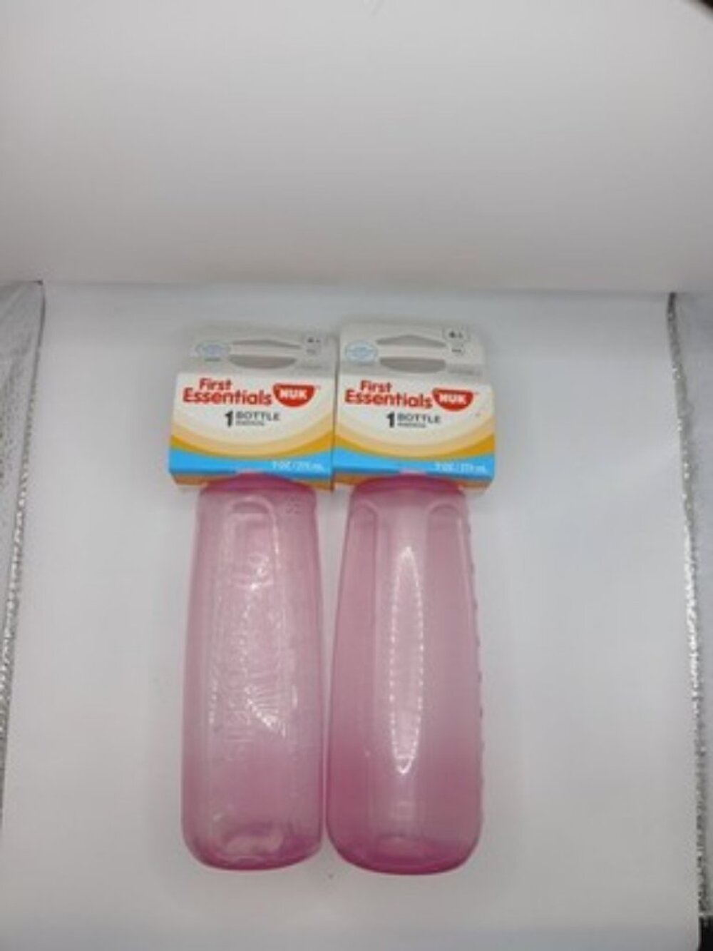 First Essentials Nuk pink latex baby bottle New 2 Pack. Vented Nipple.